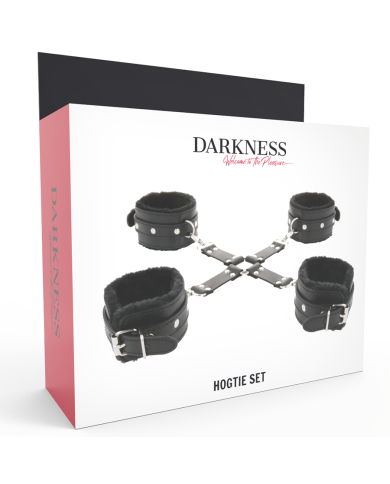 DARKNESS - MENOTTES EN CUIR POUR PIEDS ET MAINS NOIR