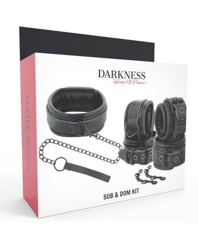 DARKNESS - MENOTTES ET COLLIER EN CUIR NOIR