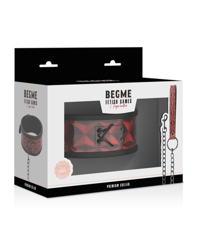 BEGME - COLLIER EN CUIR VÉGAN PREMIUM ÉDITION ROUGE AVEC DOUBLURE EN NÉOPRÈNE