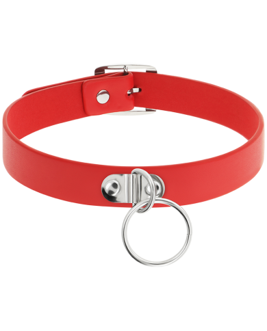 COQUETTE CHIC DESIRE - COLLIER CUIR VEGAN ROUGE FEMME ACCESSOIRE FÉTICHE