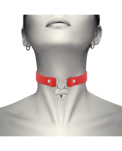 COQUETTE CHIC DESIRE - COLLIER EN CUIR VEGAN ROUGE AVEC ACCESSOIRE COEUR AVEC CL?