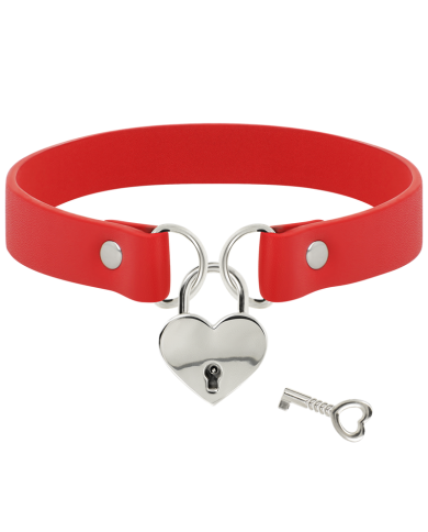 COQUETTE CHIC DESIRE - COLLIER EN CUIR VEGAN ROUGE AVEC ACCESSOIRE COEUR AVEC CL?
