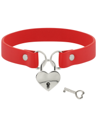 COQUETTE CHIC DESIRE - COLLIER EN CUIR VEGAN ROUGE AVEC ACCESSOIRE COEUR AVEC CL?