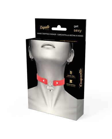 COQUETTE CHIC DESIRE - COLLIER EN CUIR VEGAN ROUGE AVEC ACCESSOIRE COEUR AVEC CL?