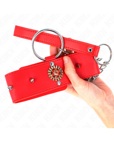 KINK - COLLIER DIAMANTS ROUGES AVEC CEINTURE 65 CM AJDUSTABLE 35-51 CM X 7 CM