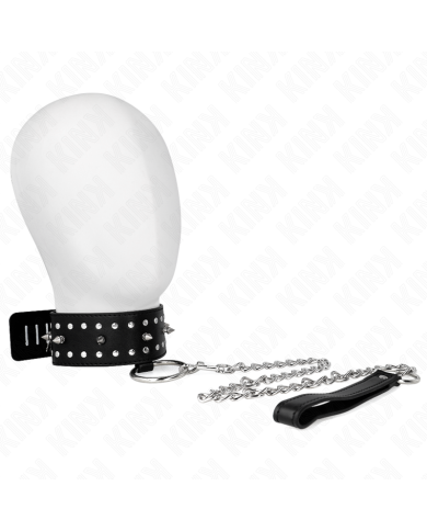 KINK - COLLIER AVEC LAISSE 65 CM AVEC CLOUS ARGENTÉS MODÈLE 1 AJUSTABLE 36-43 CM X 5 CM