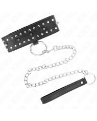 KINK - COLLIER AVEC LAISSE 65 CM AVEC CLOUS ARGENTÉS MODÈLE 1 AJUSTABLE 36-43 CM X 5 CM