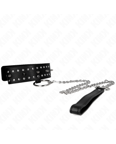 KINK - COLLIER AVEC LAISSE 65 CM AVEC CLOUS ARGENTÉS MODÈLE 1 AJUSTABLE 36-43 CM X 5 CM