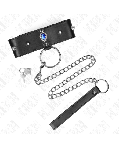 KINK - COLLIER 65 CM AVEC BRACELET AVEC DIAMANTS BLEU AJUSTABLE 36-43 CM X 5 CM