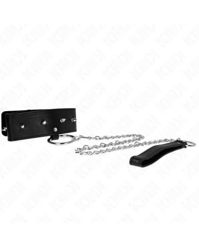 KINK - COLLIER 65 CM AVEC LAISSE AVEC CLOUS ARGENTÉS MODÈLE 2 RÉGLABLE 36-43 CM X 5 CM