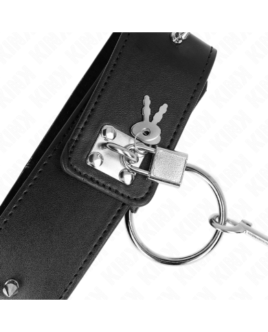 KINK - COLLIER 65 CM AVEC LAISSE AVEC CLOUS ARGENTÉS MODÈLE 2 RÉGLABLE 36-43 CM X 5 CM