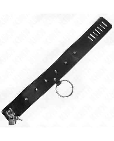 KINK - COLLIER 65 CM AVEC LAISSE AVEC CLOUS ARGENTÉS MODÈLE 2 RÉGLABLE 36-43 CM X 5 CM