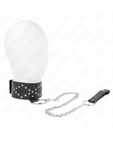 KINK - COLLIER 65 CM AVEC LAISSE AVEC CLOUS ARGENTÉS MODÈLE 3 RÉGLABLE 36-43 CM X 5 CM