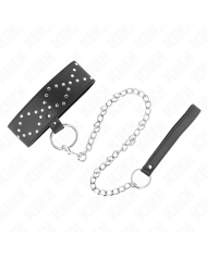 KINK - COLLIER 65 CM AVEC LAISSE AVEC CLOUS ARGENTÉS MODÈLE 3 RÉGLABLE 36-43 CM X 5 CM