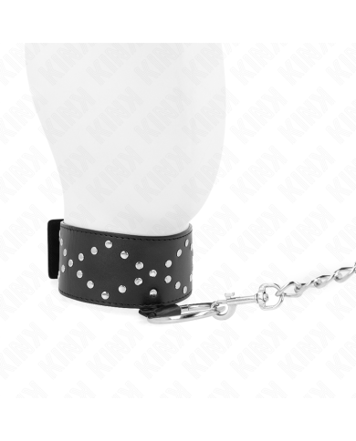 KINK - COLLIER 65 CM AVEC LAISSE AVEC CLOUS ARGENTÉS MODÈLE 3 RÉGLABLE 36-43 CM X 5 CM