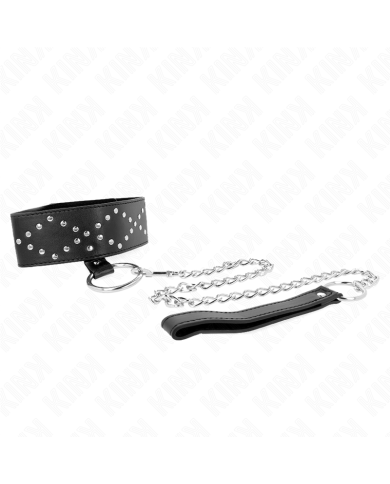 KINK - COLLIER 65 CM AVEC LAISSE AVEC CLOUS ARGENTÉS MODÈLE 3 RÉGLABLE 36-43 CM X 5 CM