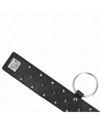 KINK - COLLIER AVEC LAISSE 65 CM AVEC CLOUS ARGENTÉS MODÈLE 5 RÉGLABLE 36-43 CM X 5 CM