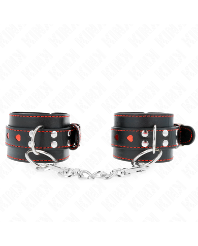 KINK - APPUI-POIGNETS NOIR AVEC INCRUSTATION COEUR ROUGE RÉGLABLE 21-28 CM X 5,5 CM