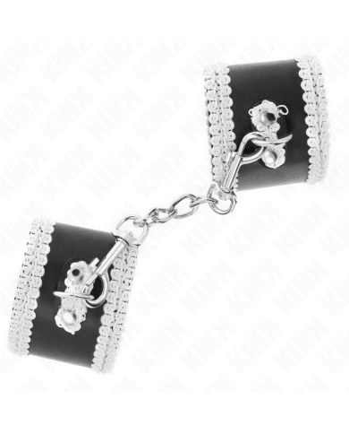 KINK - APPUI-POIGNETS NOIR AVEC DENTELLE DÉCORÉE BLANCHE RÉGLABLE 20-23 CM X 5,5 CM