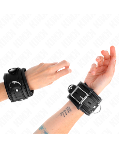 KINK - APPUI-POIGNETS LOURDS DOUBLÉS DE FOURRURE NOIRE RÉGLABLES 20-30 CM X 6 CM