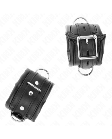 KINK - APPUI-POIGNETS LOURDS DOUBLÉS DE FOURRURE NOIRE RÉGLABLES 20-30 CM X 6 CM