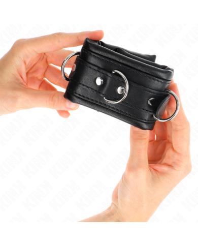 KINK - APPUI-POIGNETS LOURDS DOUBLÉS DE FOURRURE NOIRE RÉGLABLES 20-30 CM X 6 CM