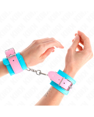 KINK - MIGNONS ATTENTES-POIGNETS BLEU/ROSE AJUSTABLES 16-28 CM X 5 CM