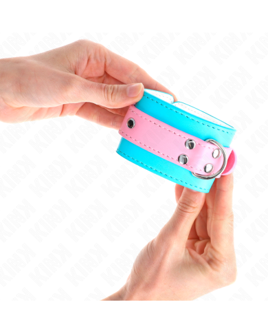 KINK - MIGNONS ATTENTES-POIGNETS BLEU/ROSE AJUSTABLES 16-28 CM X 5 CM