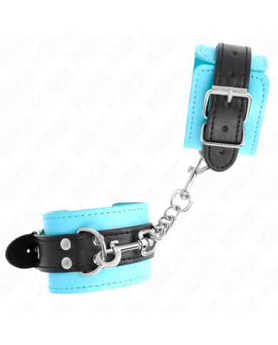 KINK - APPAREILS-POIGNETS À CROCHET DOUBLÉS DE FOURRURE BLEU AJUSTABLES 20-28 CM X 5,5 CM
