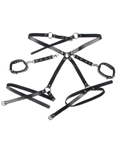 SUBBLIME - 953690 MENOTTES AVEC CEINTURE DE BONDAGE NOIRE TAILLE UNIQUE