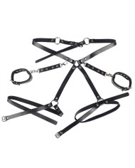 SUBBLIME - 953690 MENOTTES AVEC CEINTURE DE BONDAGE NOIRE TAILLE UNIQUE