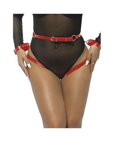 SUBBLIME - 953706 MENOTTES AVEC CEINTURE DE BONDAGE ROUGE TAILLE UNIQUE