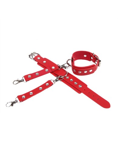 SUBBLIME - 953706 MENOTTES AVEC CEINTURE DE BONDAGE ROUGE TAILLE UNIQUE