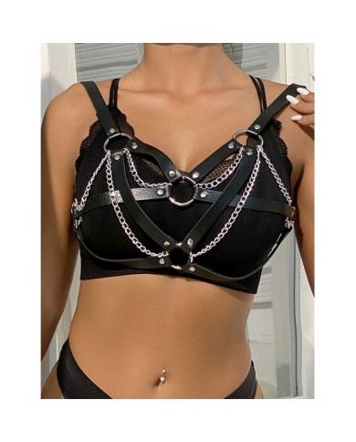 SUBBLIME - 953713 CEINTURE PUNK BONDAGE BOUCLE MÉTAL NOIRE TAILLE UNIQUE