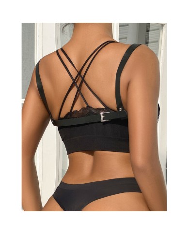 SUBBLIME - 953713 CEINTURE PUNK BONDAGE BOUCLE MÉTAL NOIRE TAILLE UNIQUE