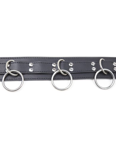 OHMAMA FETISH - COLLIER DE SOUMISSION AVEC 3 ANNEAUX