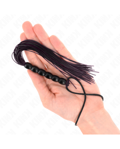 KINK - MINI FOUET EN SILICONE AVEC 6 BILLES NOIRES 26 CM