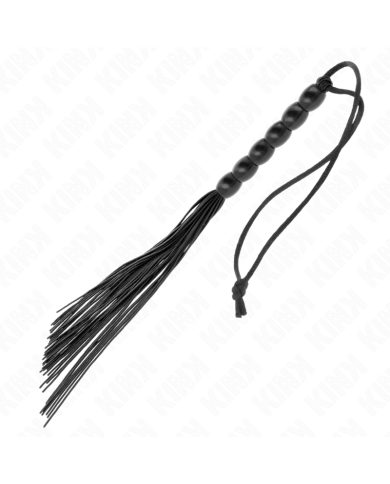 KINK - MINI FOUET EN SILICONE AVEC 6 BILLES NOIRES 26 CM