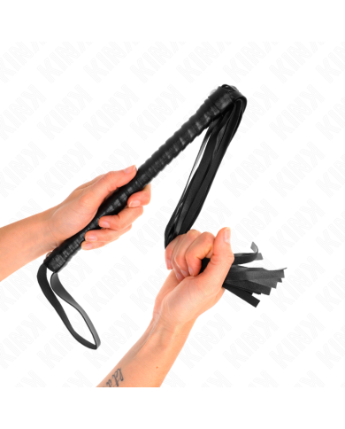 KINK - FOUET AVEC MANCHE TEXTURÉ NOIR 48,5 CM
