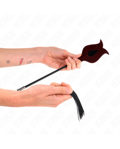 KINK - Fouet à pompon en silicone forme rose 45 cm