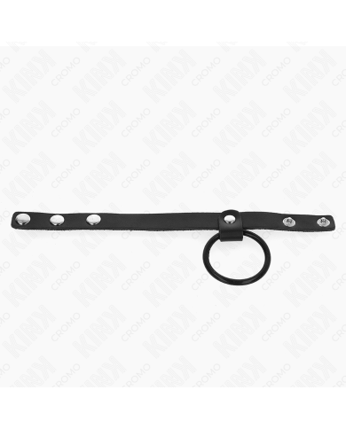 KINK - ANNEAU PÉNIS EN SILICONE 3,8 CM ET SÉPARATEUR DE BALLES EN CUIR 22 X 1,5 CM
