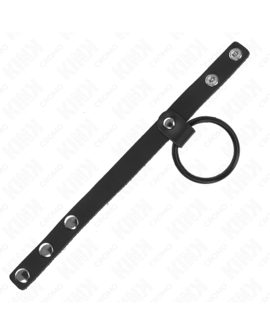KINK - ANNEAU PÉNIS EN SILICONE 3,8 CM ET SÉPARATEUR DE BALLES EN CUIR 22 X 1,5 CM