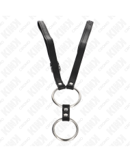 KINK - DOUBLE ANNEAU PÉNIS EN MÉTAL 3,8 CM À 5 CM AVEC CEINTURE EN CUIR 112 CM