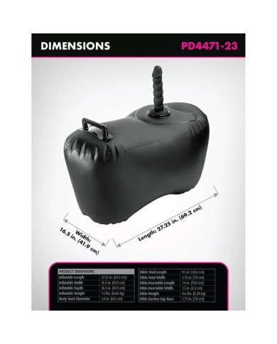 FETISH FANTASY SERIES - BODY DOCK SIÈGE GONFLABLE AVEC GODEMICHET 69,2 CM NOIR
