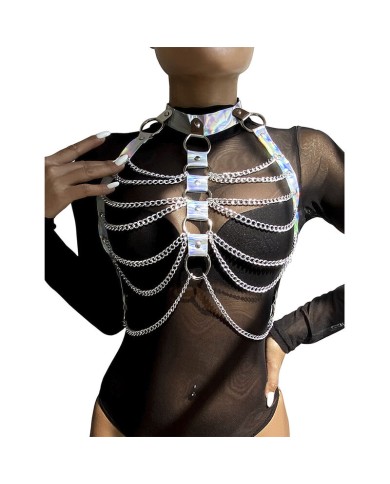 SUBBLIME - 953737 HARNAIS DE POITRINE AVEC ANNEAUX ET CHAÎNES ARGENT TAILLE UNIQUE