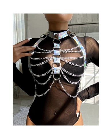 SUBBLIME - 953737 HARNAIS DE POITRINE AVEC ANNEAUX ET CHAÎNES ARGENT TAILLE UNIQUE
