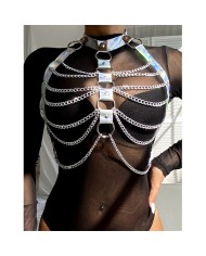 SUBBLIME - 953737 HARNAIS DE POITRINE AVEC ANNEAUX ET CHAÎNES ARGENT TAILLE UNIQUE