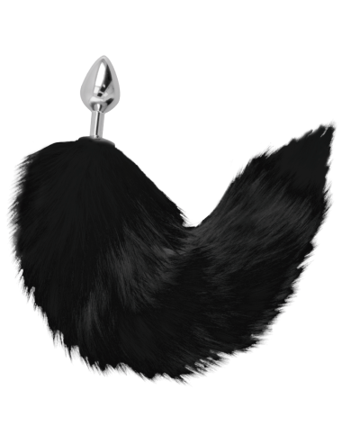 DARKNESS - PLUG ANAL ARGENT 8 CM AVEC QUEUE NOIRE