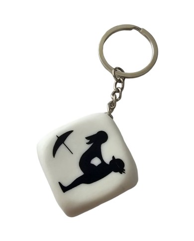 DIABLO PICANTE - PORTE-CLÉS DÉS BLANC AVEC POSES