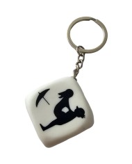 DIABLO PICANTE - PORTE-CLÉS DÉS BLANC AVEC POSES
